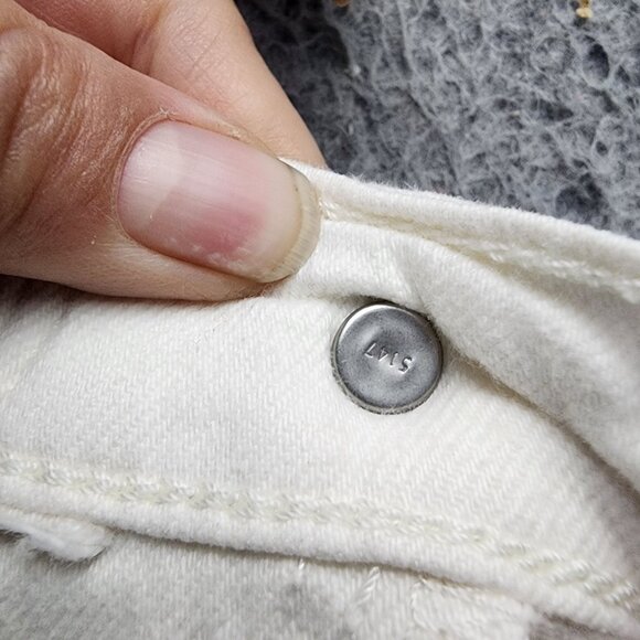 Levis Shorts Womens 32 501 White Stretch High Rise Button Fly Denim Jean *GUC* - Picture 12 of 16